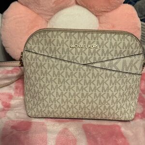 Michael Kors Beige Monogram Crossbody Bag